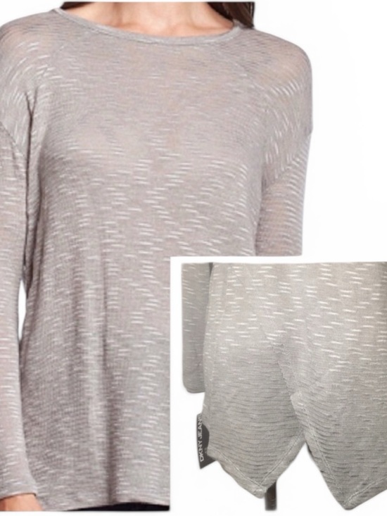 Dkny Tops - DKNY Gray Envelope Back Long Sleeve Tunic Top